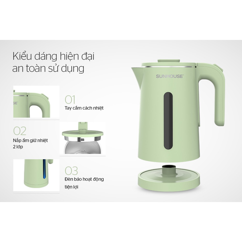 ẤM SIÊU TỐC INOX 2 LỚP 1.8L SUNHOUSE SHD1353