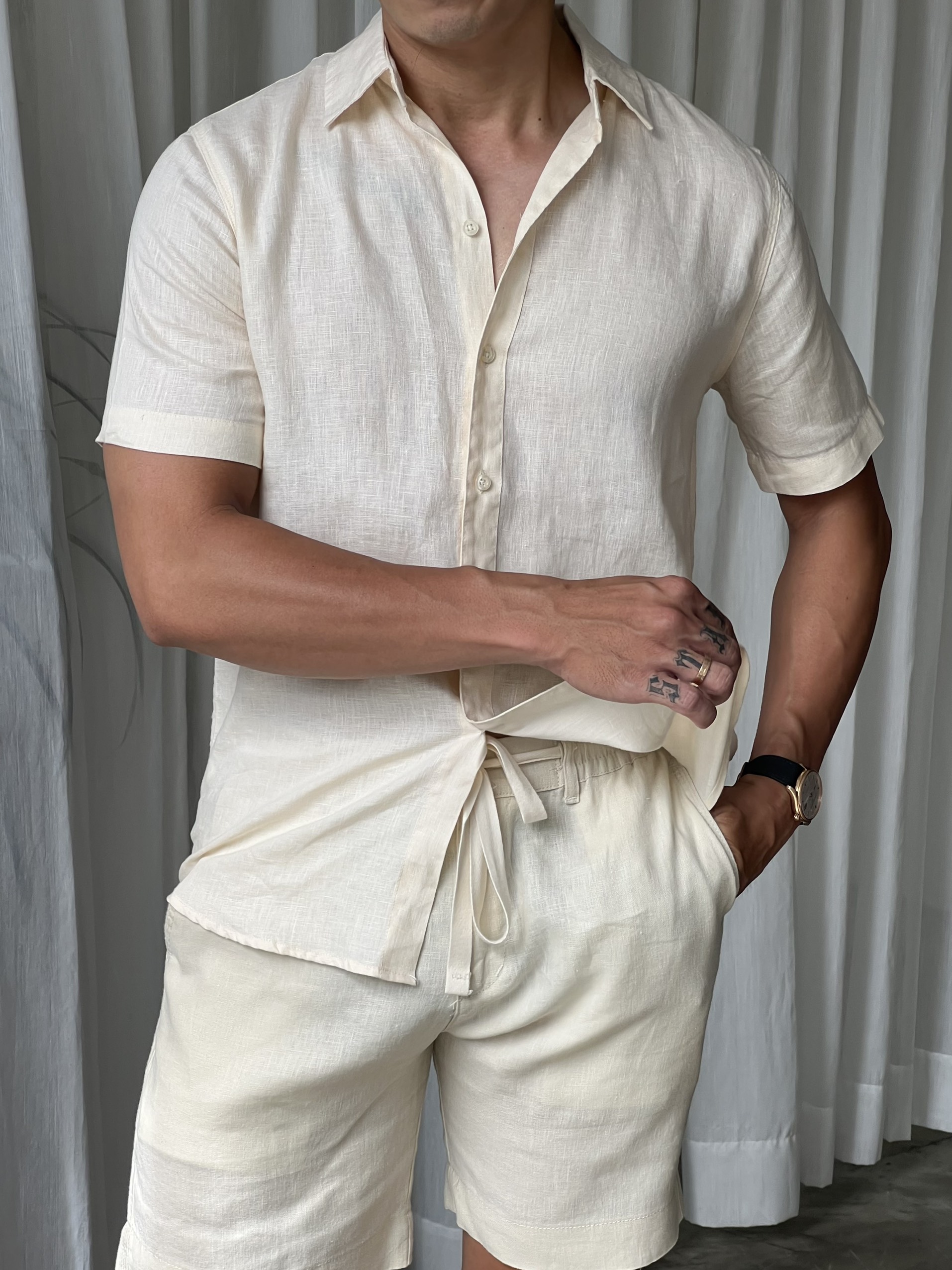 [HIMSTYLE] Quần Short Linen Nam Lưng Thun Thoáng Mát Chuẩn Form