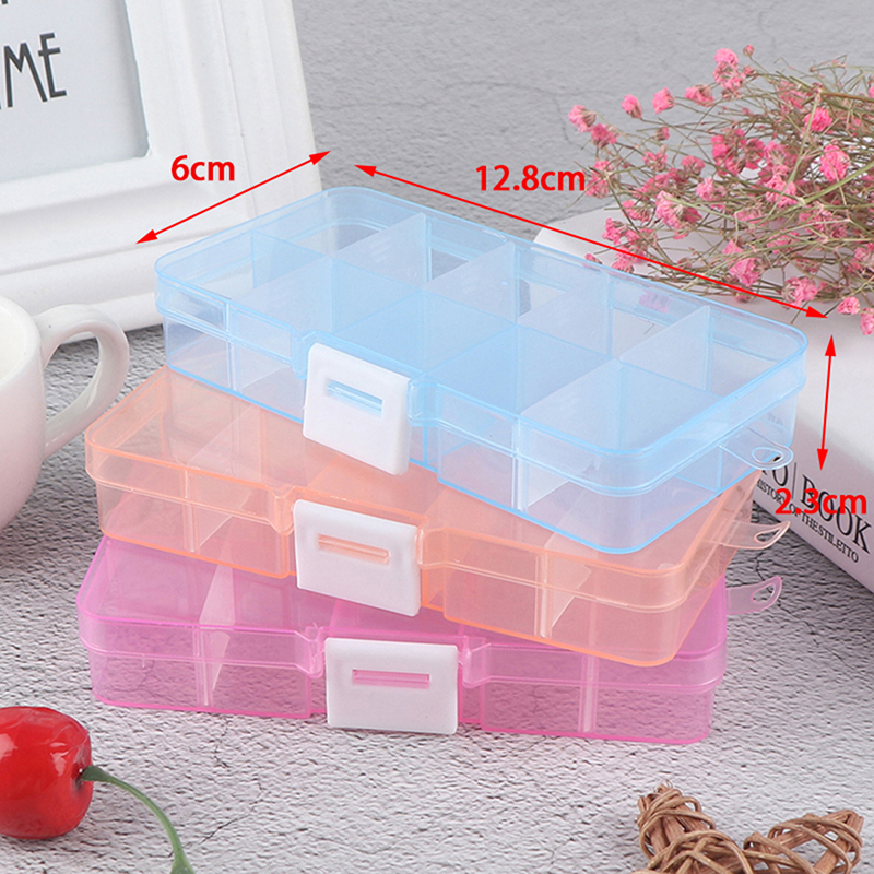 Adjustable 10 Compartment Plastic Storage Box Jewelry Screw Organizer ...