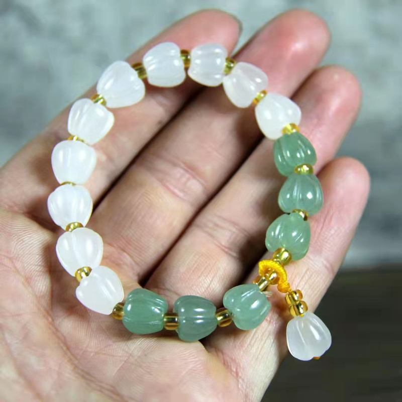 Natural gold silk jade bracelet Chili beads Violet jade Nephrite Chili beads bracelet Couple style