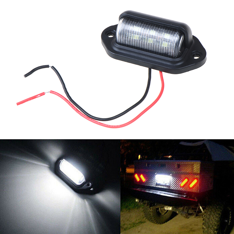 1pc waterproof 6 led 12v license plate light car boat truck trailer step lamp