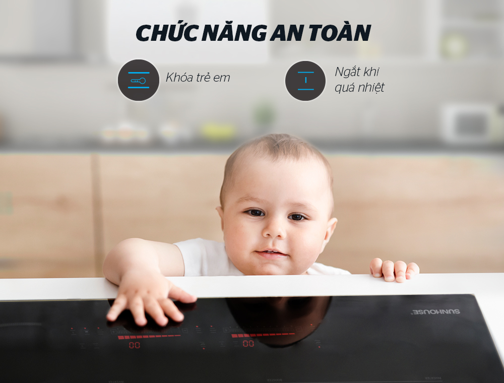 [Trả góp 0%]Bếp Từ Đôi inverter QUALITY SPAIN SUNHOUSE DI08PLUS