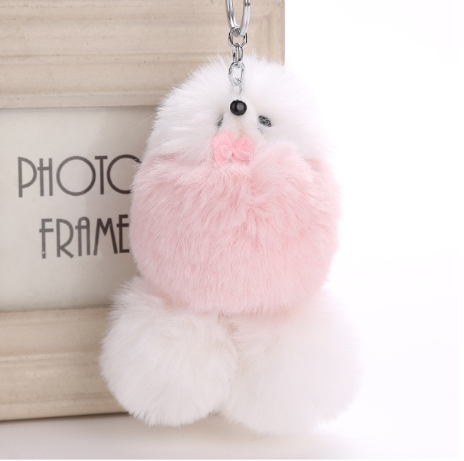 (Pack of 2) Plush Fluffy Doll Fluffy Cat Keychain Bag Toys Doll Keyring for girls in Random color. 