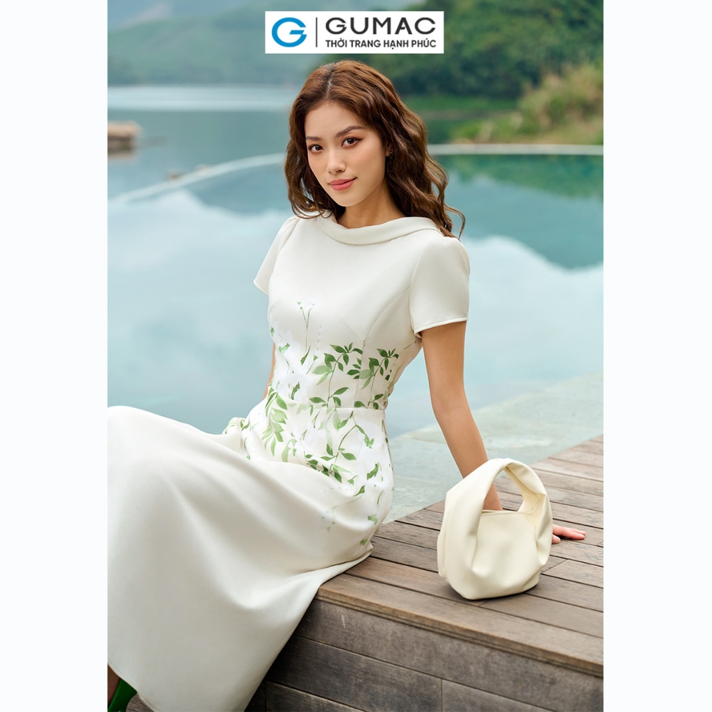 Đầm A cổ cách điệu thời trang GUMAC DE04042