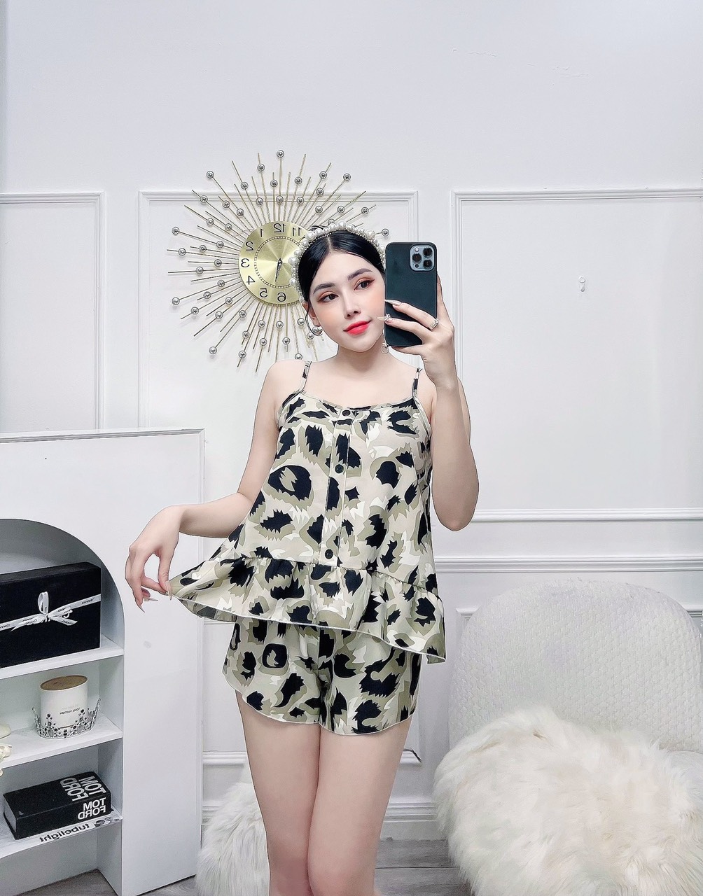 Lụa hàn dưới 56kg-set bộ đùi hai dây vải lụa hàn họa tiết dễ thương