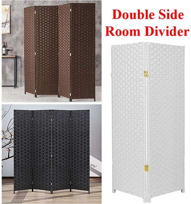 [ DOUBLE SIDE RATTAN DIVIDER] (Min 2pcs) Partition Folding Screen Room