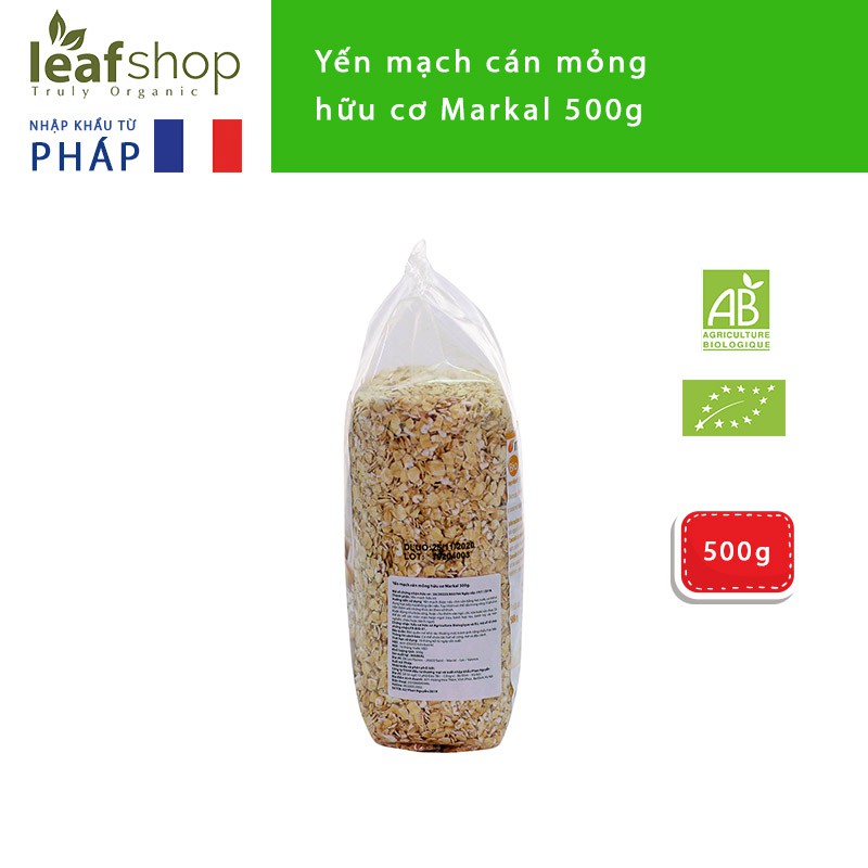 Yến mạch hữu cơ cán mỏng Markal 500g -Leaf organic