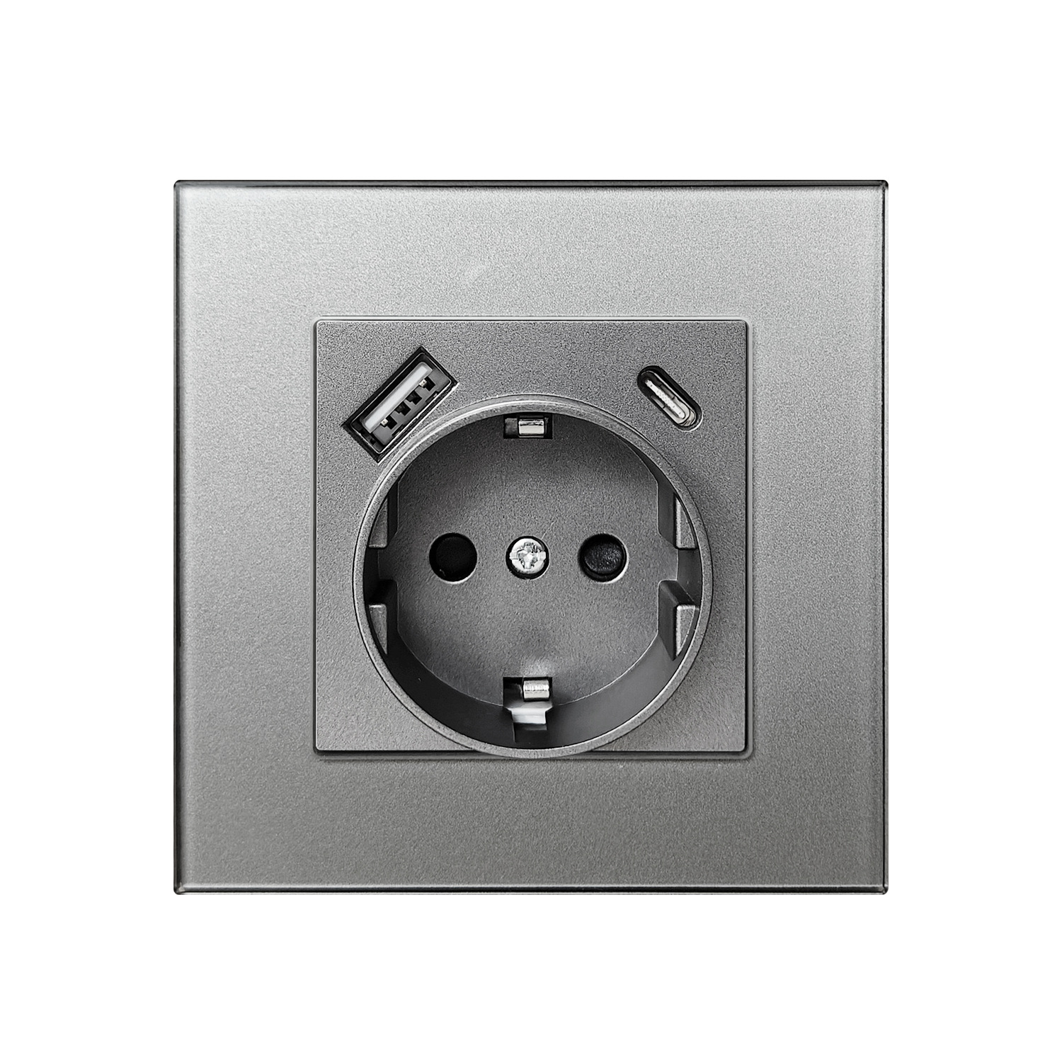 Cross-border 82 type USB socket tempered glass panel switch socket 5V2A concealed wall round box socket wholesale