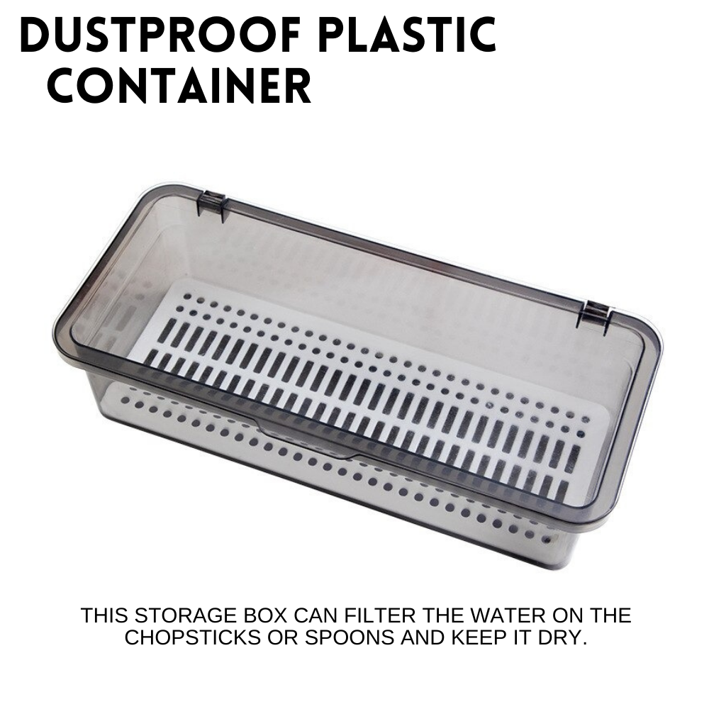 Flatware Plastic Tray with Lid Kitchen Cutlery and Utensil Drawer