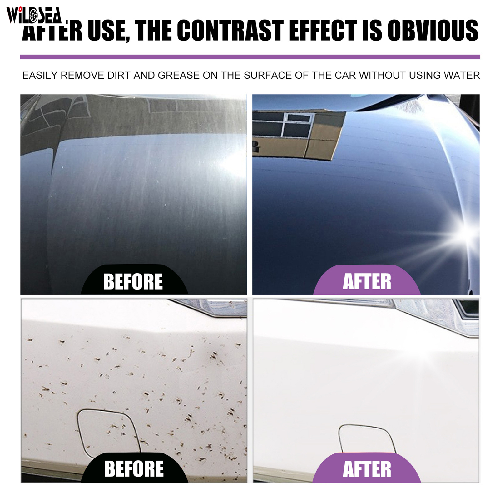 Wildsea Quick Coat Car Wax Polish Spray Waterless Wash & Wax Hydrophobic  Spray Effective on External Solid Surfaces