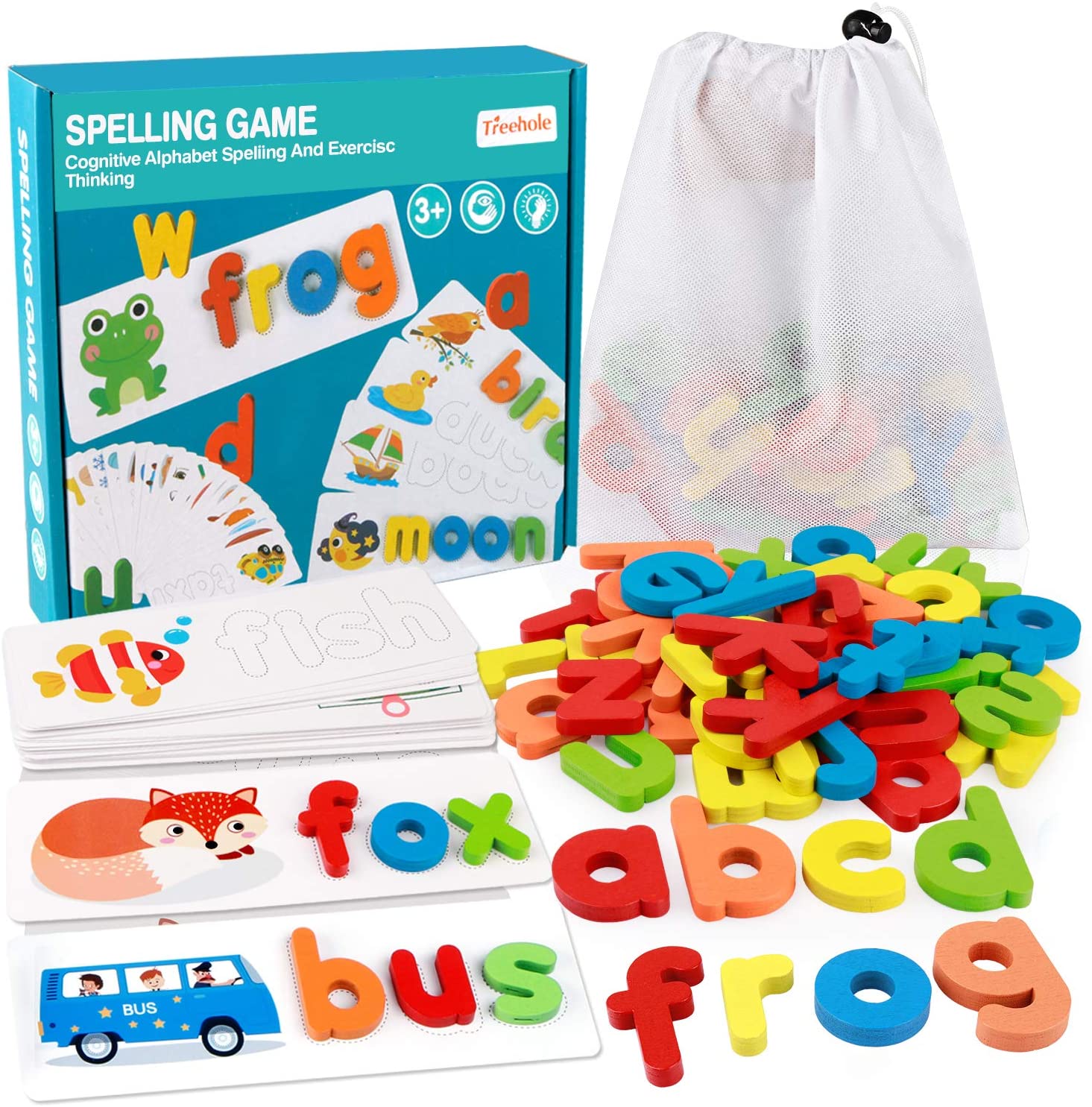Sight Words Flash Cards Preschool Learning Activities Toys for 2-6 Year Old Girls Boys Xmas Gifts for Kids Matching Letter Game,See and Spell Learning Toys for Kids Educational Game for Toddler 