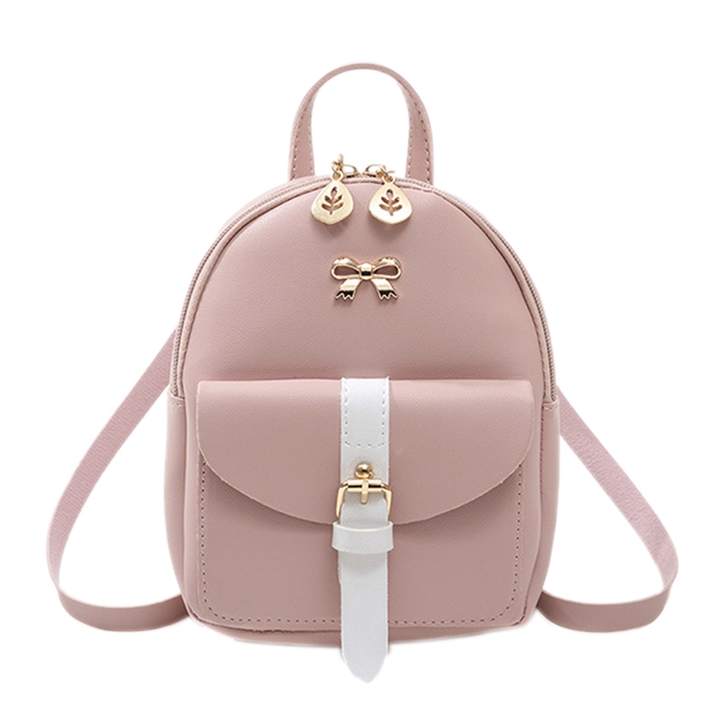 Mini Backpack Small Diagonal Bag Leather Backpack Cute Bow
