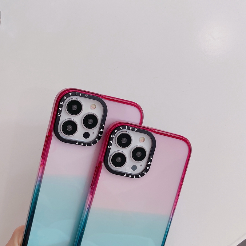 Original Casetify Gradient Cotton Candy Solid Color Hard impact Case Cover For iPhone 11 12 13 14 15 Pro Max Casing