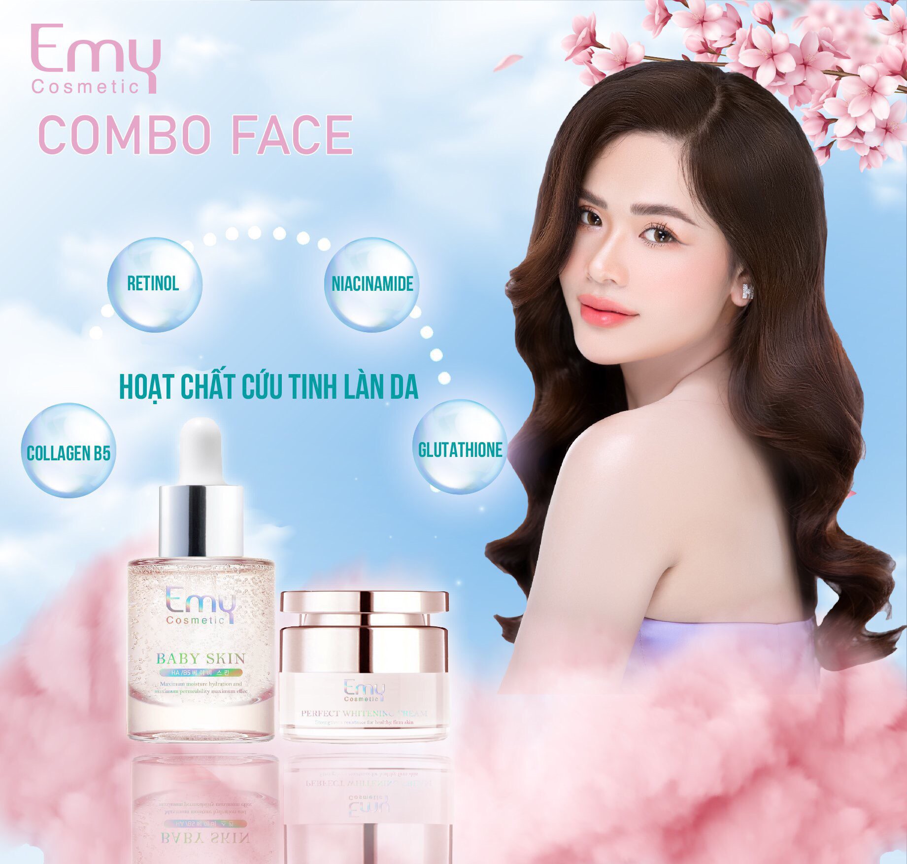Combo Face Serum Dưỡng Ẩm - Kích Trắng EMY COSMETIC
