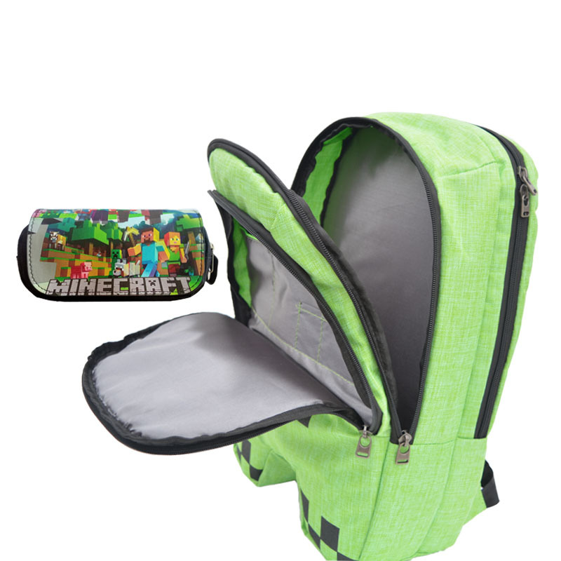 🎒🎒 Minecraft Schoolbag Simplified Version Creeper Jj Monster Backpack Cross-Border E-Commerce Cartoon Student Schoolbag In Stock