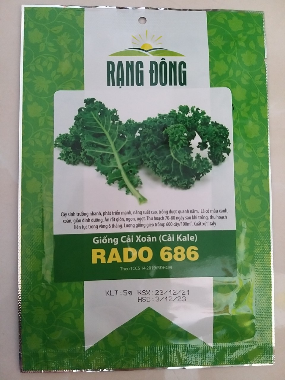 Hạt giống cải xoăn rado 686 rạng đông gói 5g