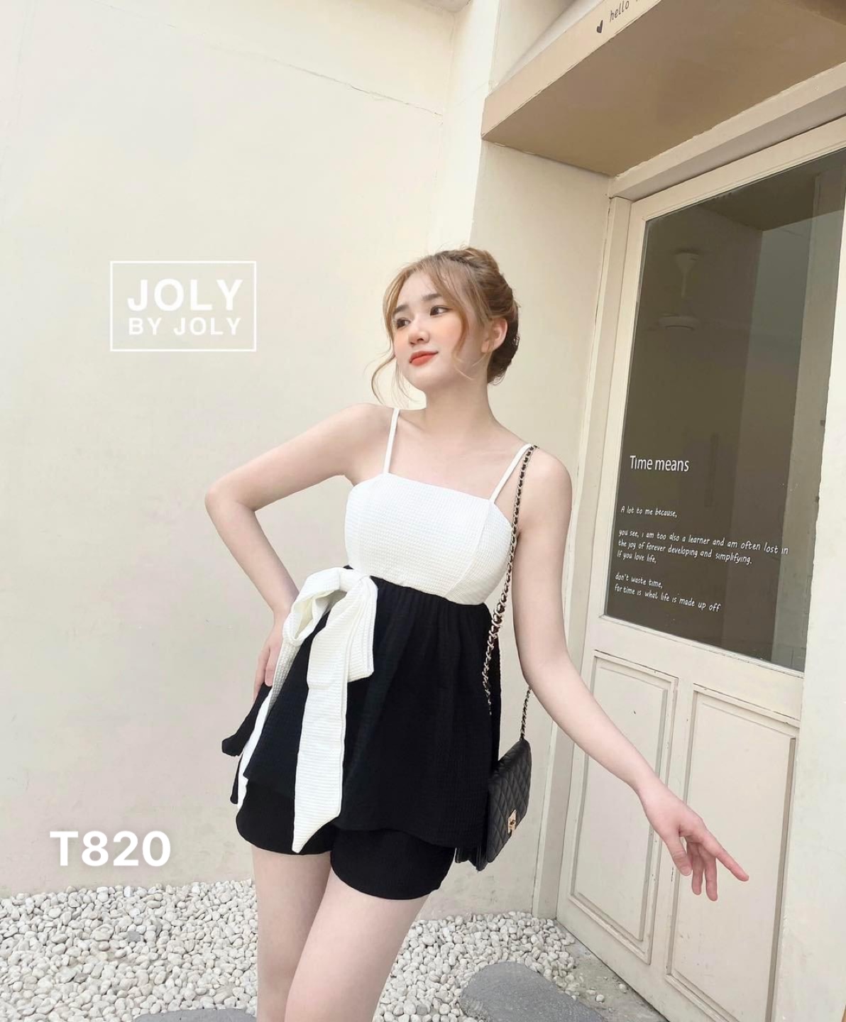 Set bộ 2 dây cột nơ eo dạo phố 2 màu y hình chất liệu lụa T820