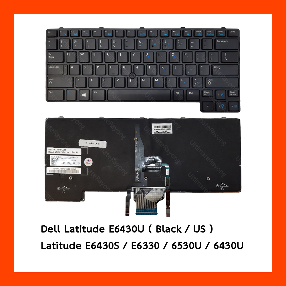 Keyboard Dell Latitude E6430u Black Us แป้นอังกฤษ ฟรีสติกเกอร์ ไทย อังกฤษ Th 9262