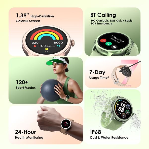 Oraimo Watch 2R Smart Watch OSW-30 Gold / Olive with 1.39 Inch TFT Display and Bluetooth Calling Functionality.