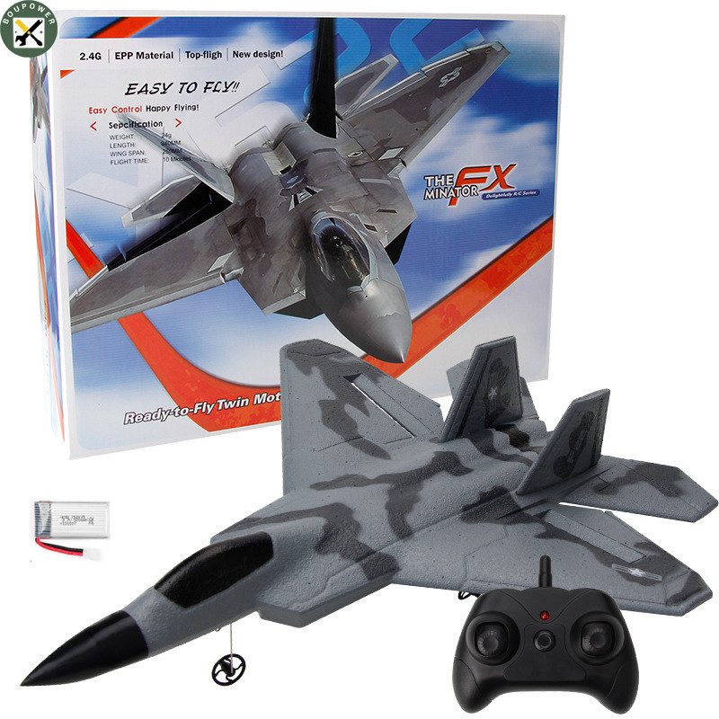 BouPower Fx622 2.4ghz Remote Control Plane Fixed Wing Small F22 Fighter Aircraft Model Toy Rc Glider For Boys Gifts