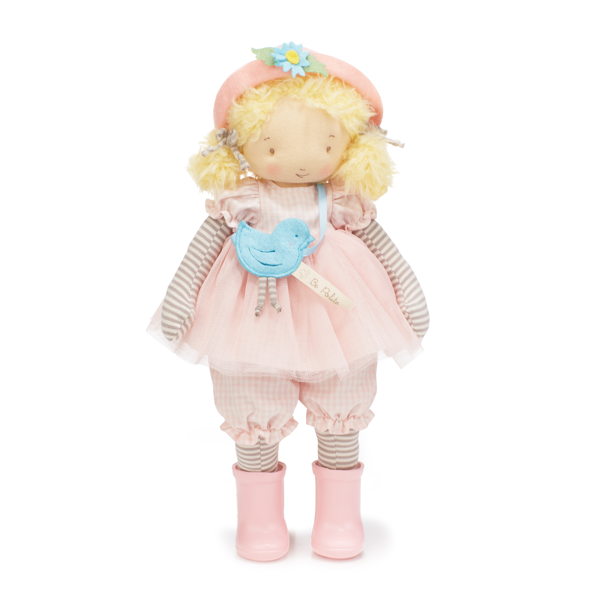 Pink//Grey Stripe Bunnies By The Bay Elsie Plush Toy