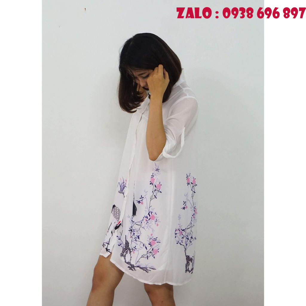 [HCM]ĐẦM SƠ MI 2 LỚP IN HỌA TIẾT CHIM CÒ_[Giá gốc tận xưởng] ( KÈM QUÀ TẶNG NGẪU NHIÊN)
