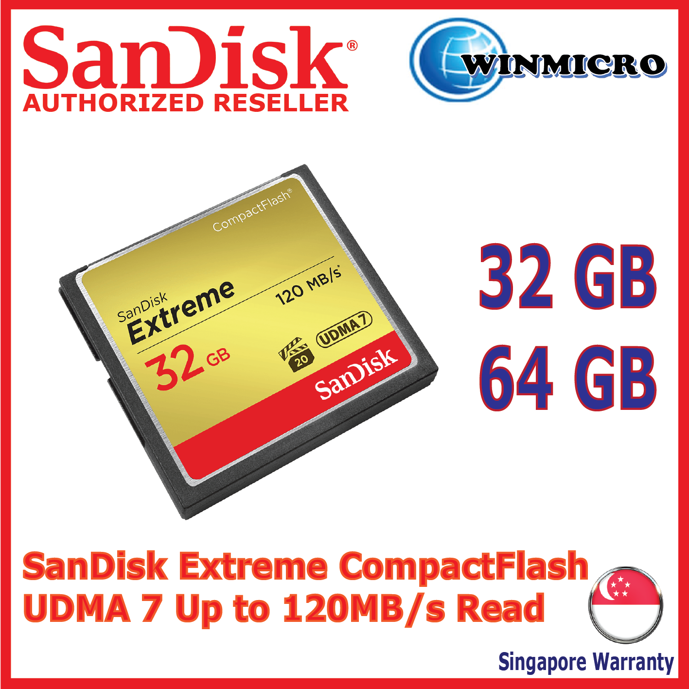 Sandisk 64gb Extreme CF Compact Flash Card 120mb/s Authorised Sandisk reseller 