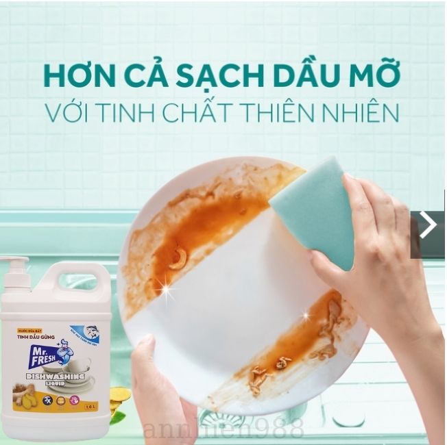 Nước rửa chén bát siêu sạch Mr Fresh 1,6L Tinh Dầu Gừng
