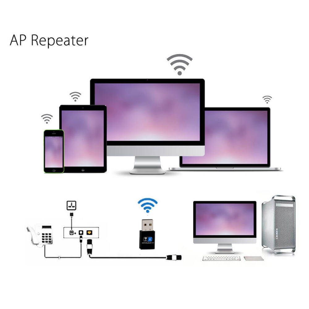 Tooach 2-in-1 wifi Bộ thu không dây Bluetooth 4.0 Adapter Dongle USB mini Lan Bộ chuyển đổi cho máy tính Máy tính để bàn máy tính xách tay hỗ trợ Windows XP Vista Win8 10