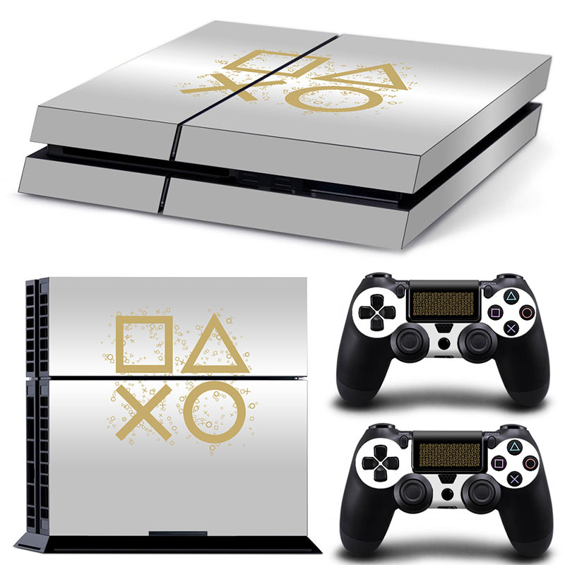 【Latest Style】 for PS4 console and 2 controllers skin sticker PS4 geometry design protective cover full set.