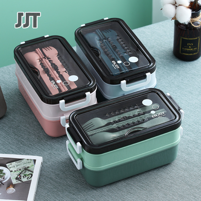 Plastic lunch box lunch box multilayer office car student office workers microwave heating frame double lunch box.