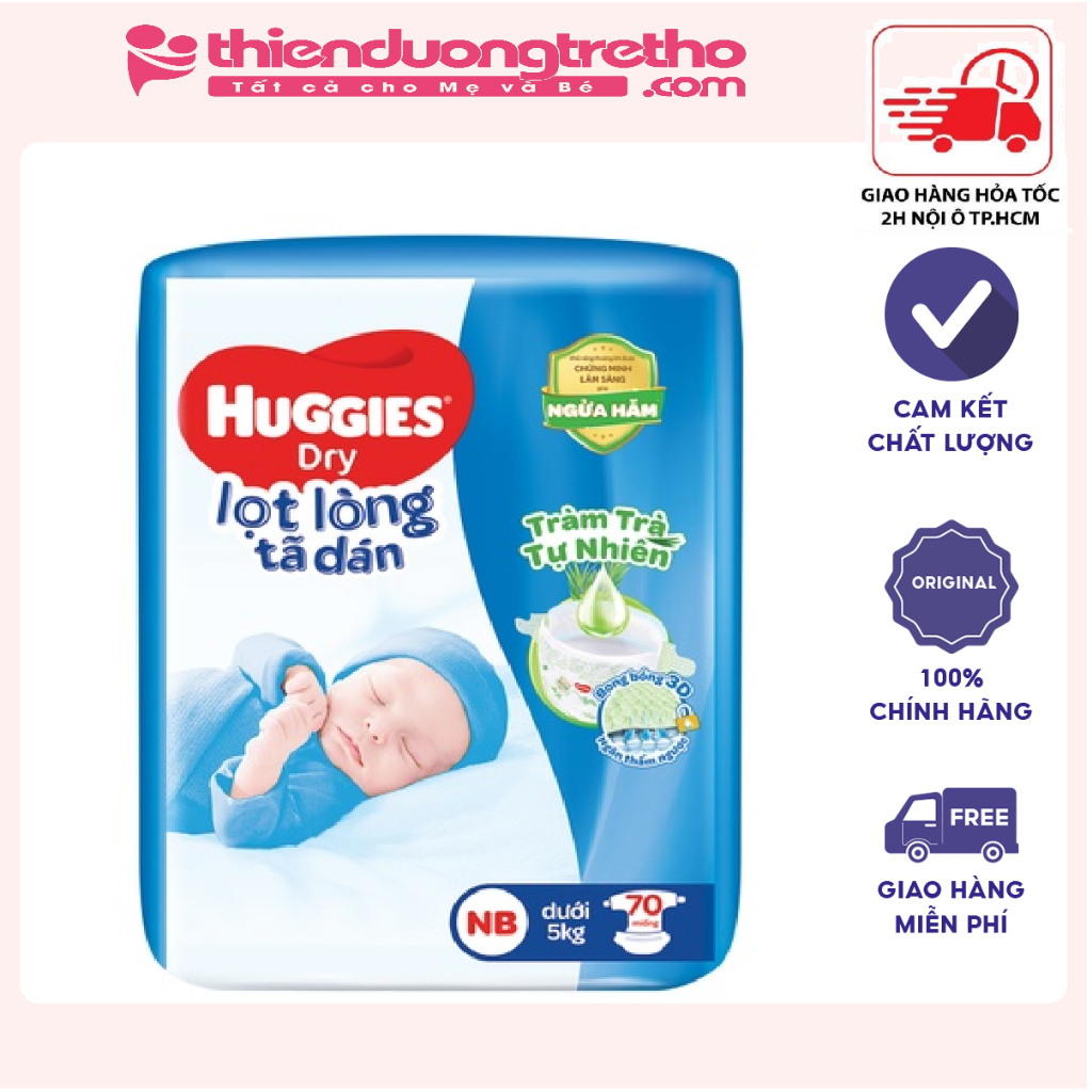 Tã Dán Sơ Sinh Huggies NB 70 +6 Miếng