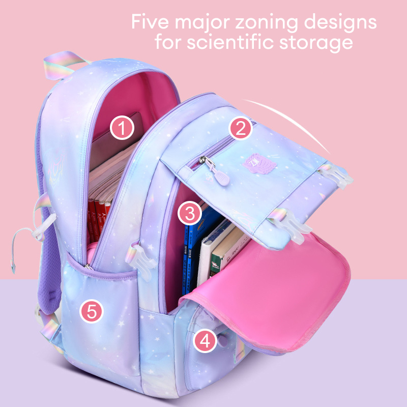 HOBIBEAR Elementary school school bag lightweight girls' backpack gradient children's backpack