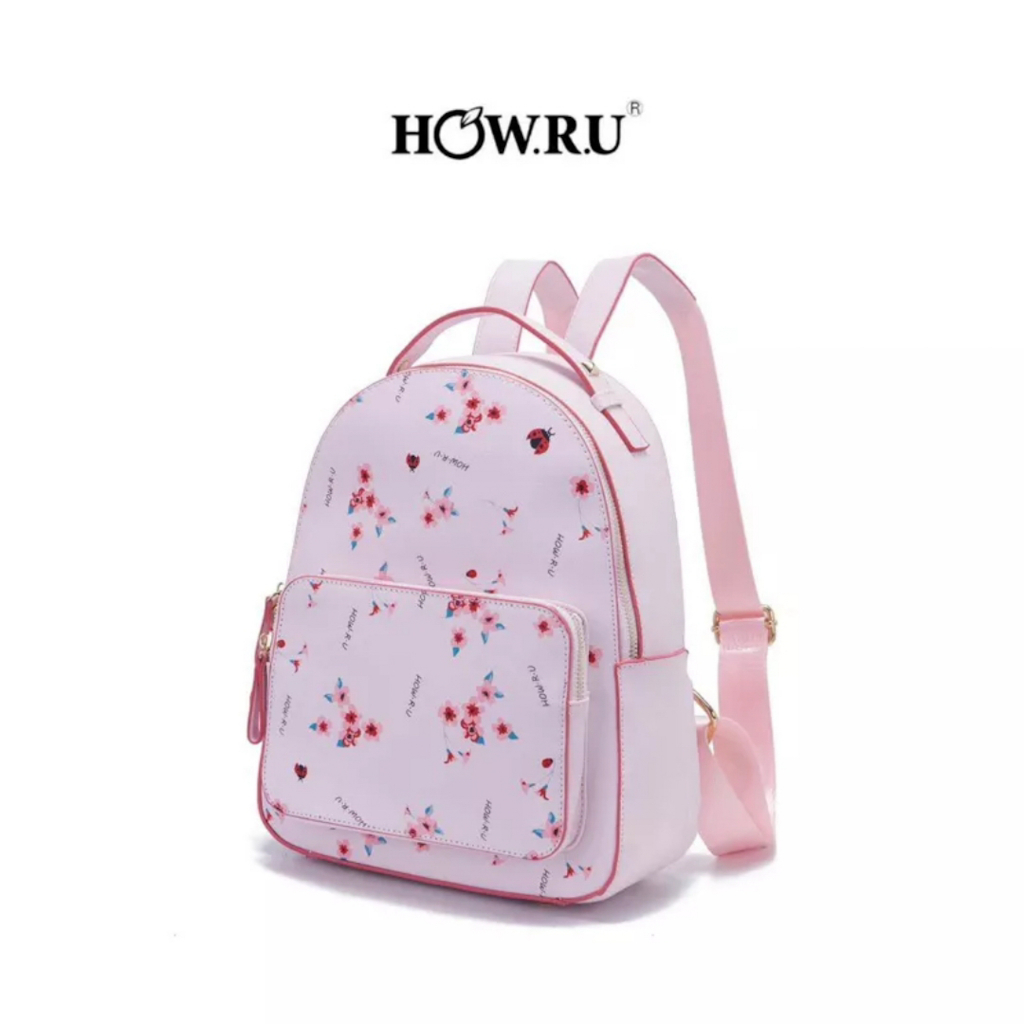 ORIGINAL HOWRU LEATHER BACKPACK CHERRY BLOSSOM POCKET | Lazada PH