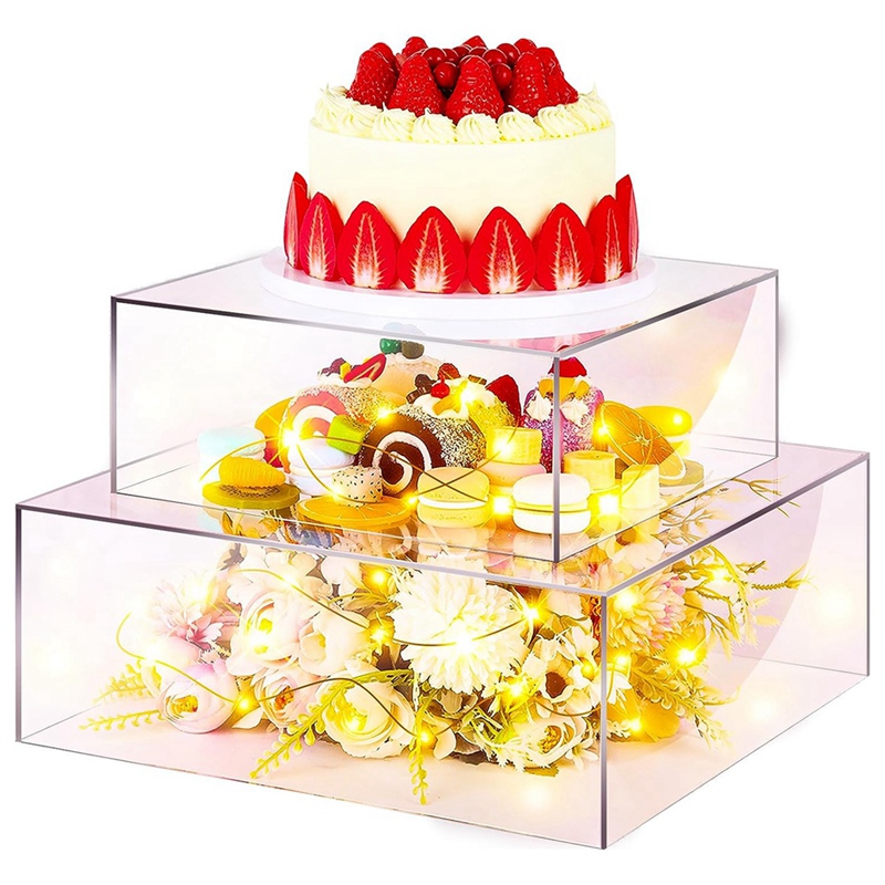 Acrylic Cake Display Board Square Cake Tray DIY Cake Refillable Board Base for Display Wedding Party Birthday