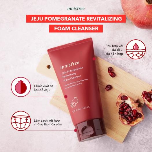 [CHÍNH HÃNG] SỮA RỬA MẶT LỰU ĐỎ INNISFREE 150ML