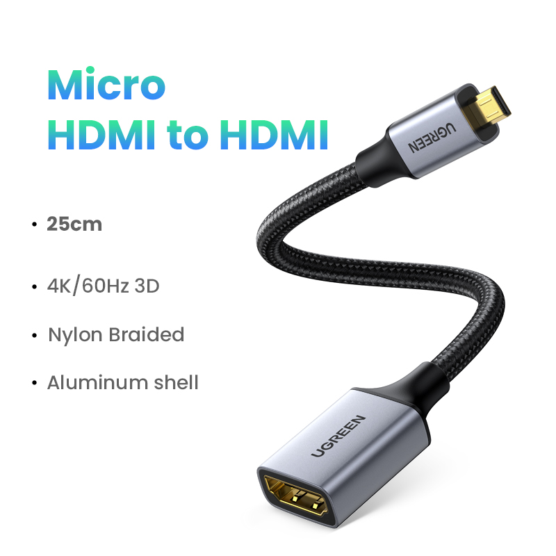  UGREEN Micro HDMI to HDMI Cable Adapter 4K 60Hz