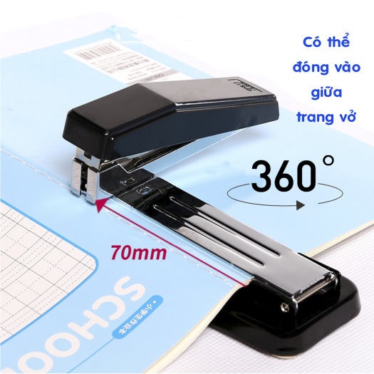 Máy bấm kim xoay 3 chiều Deli 0414