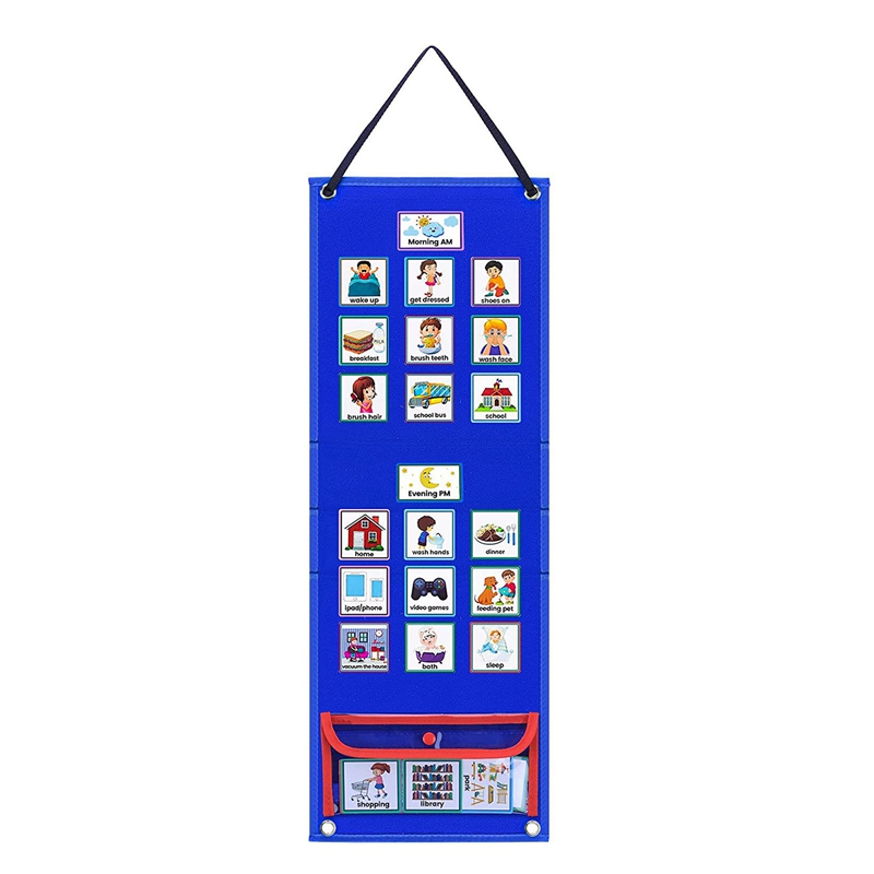 Visual Schedule for Kids Daily Routine Chart Calendar Pocket Blue Autism Learning Behavioral Tool for School