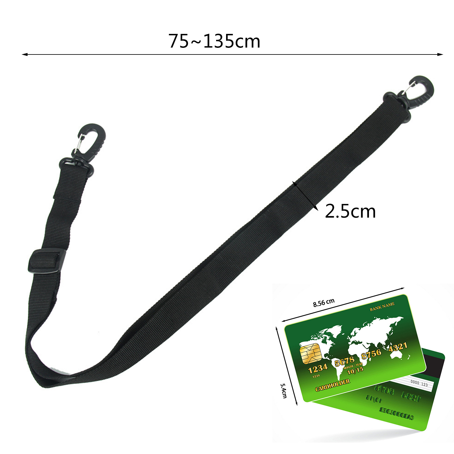 1 PC Adjustable Nylon Replacement Bag Handle Strap 2.5cm Wide Solid Color Shoulder Bag Belt For Water Bottle Hung Bag