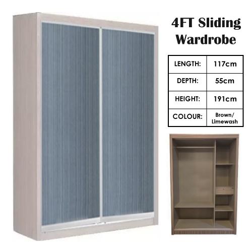 [Furniture Amart] Sliding Wardrobe 4FT Simple Grey Glass Door (Free