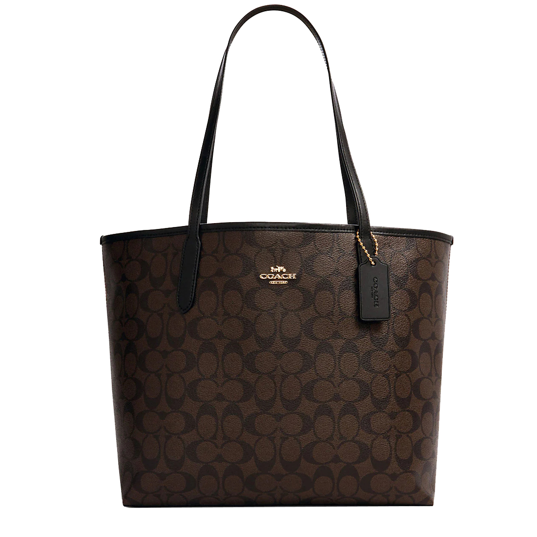 Coach City Tote Bag In Signature Canvas in Gold/ Brown Black 5696 ...