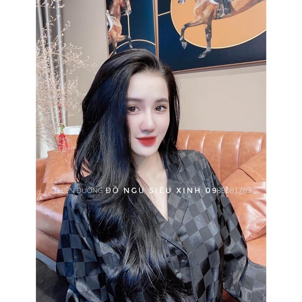 bộ ngủ pyjama tay dài - quần dài chát lụa gấm
