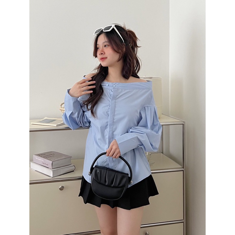 Áo sơ mi trễ vai tay bồng nữ tiểu thư ullzzang hàn quốc