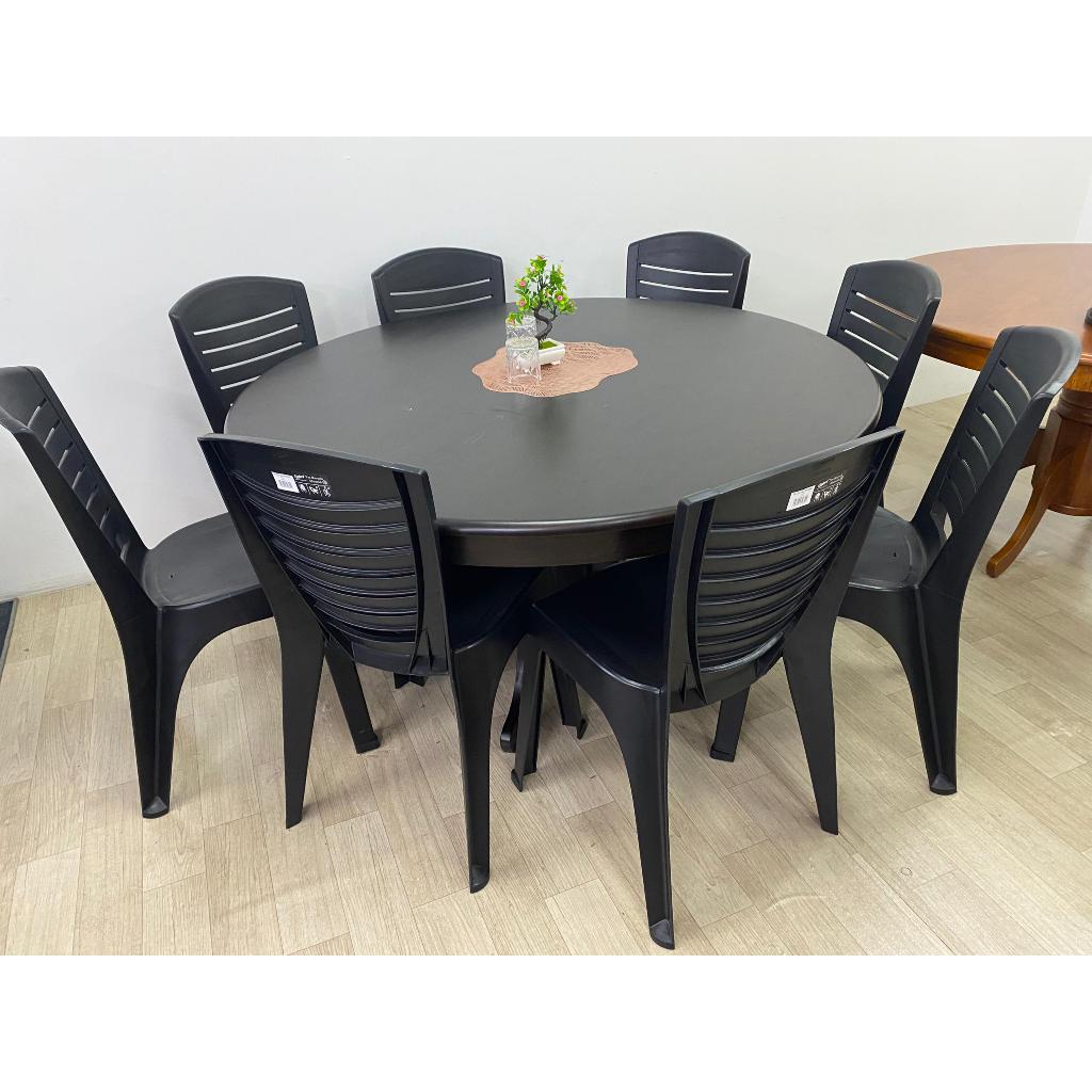 EWJ RT1350 Round Dining Table DC3115 plastic 6/8 seater OAK/WENGE  Meja Makan Murah Moden Cantik Meja Bulat