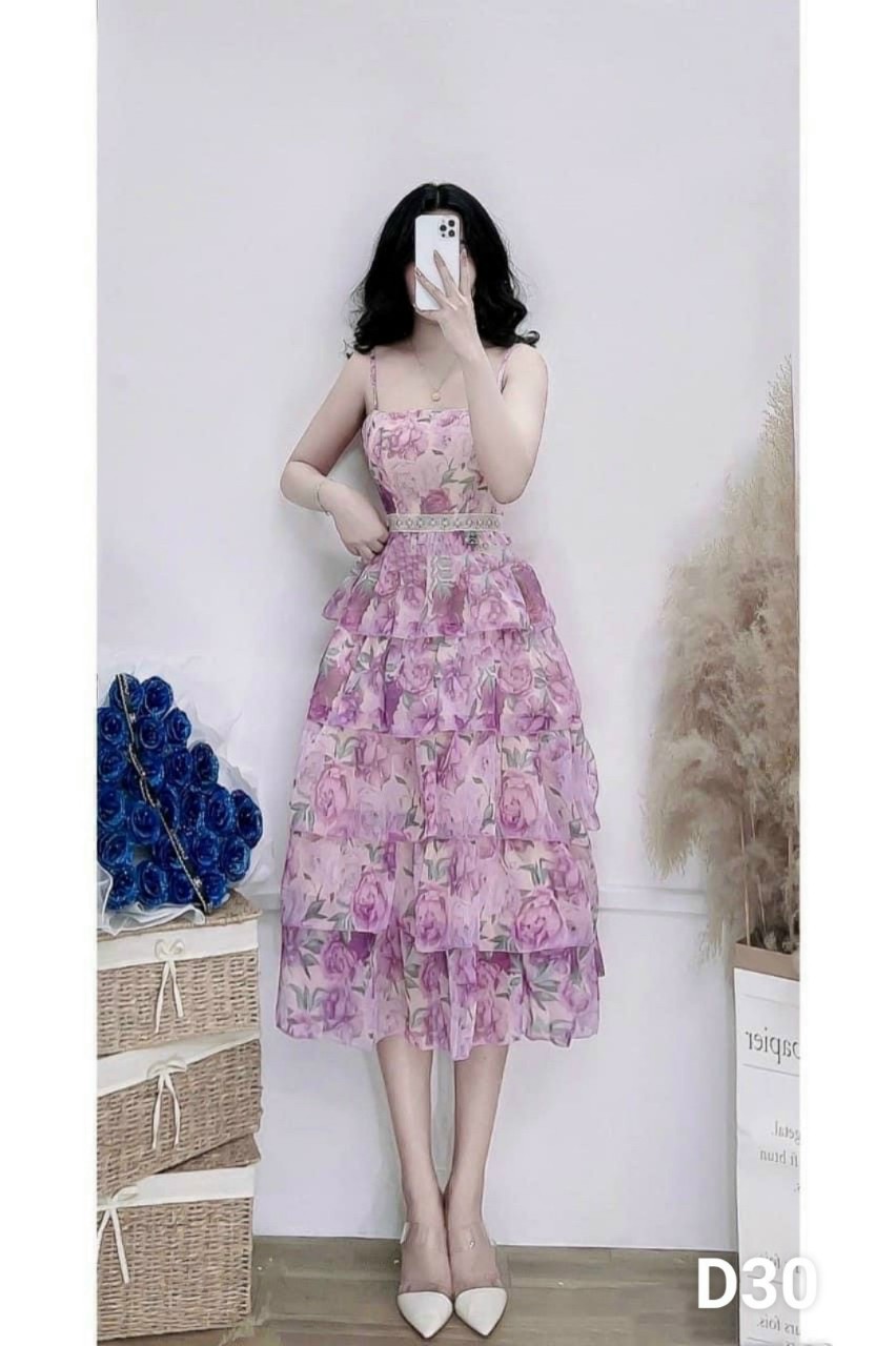 Đầm voan tầng đủ màu xinh lung linh như hình ld22