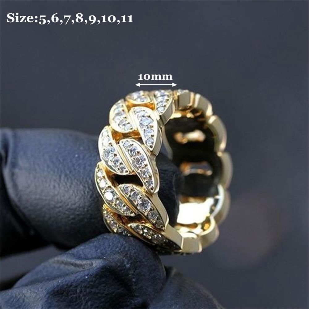 1 Chiếc Nhẫn Vàng Cuba 14K Chắc Chắn Nhẫn Đính Đá Trắng Với Nhẫn Kim Cương Trắng Quà Kỷ Niệm Nhẫn Cưới Trang Sức Cỡ 5-11