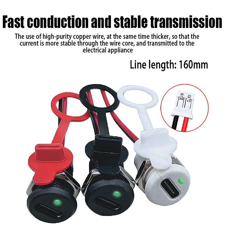 USB-C 2Pin High Current Charging Socket With PH2.0 Nut Snap Lock Plate USB TYPE-C Female Waterproof Female Connector Jack FUHENG. 
