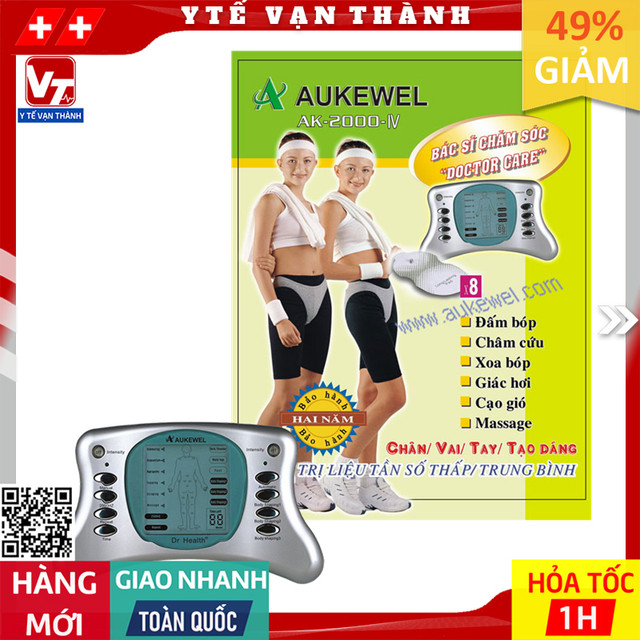 ✅ [CHÍNH HÃNG] Máy Massage Xung Điện Aukewel AK-2000-IV (8 Miếng Dán) | (Mát xa, Massa) -VT0092 - Y Tế Vạn Thành