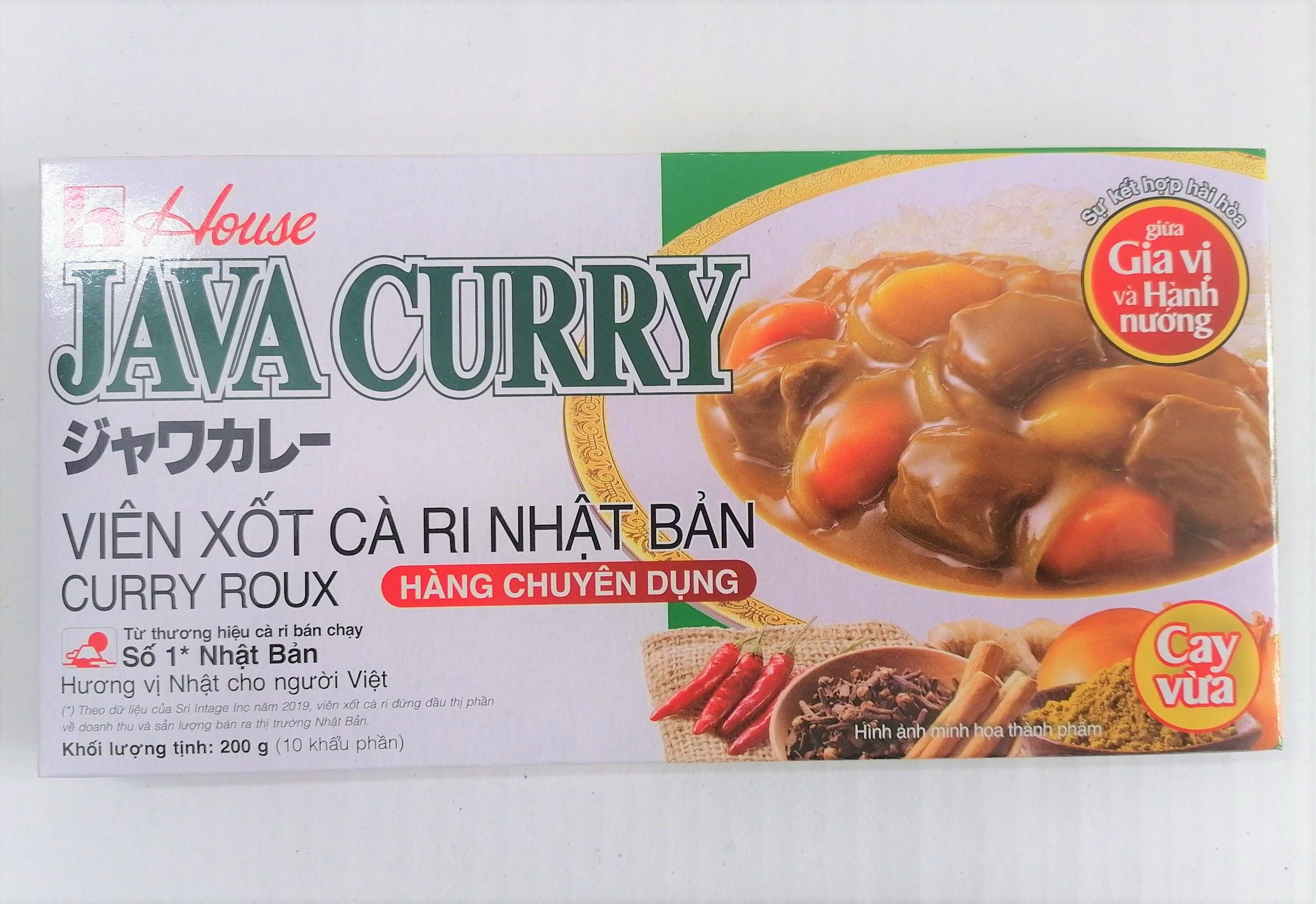 [Hộp 200g] VIÊN XỐT CÀ RI (CAY VỪA) KIỂU NHẬT BẢN [VN] HOUSE FOODS Java Curry Roux (hty-hk)